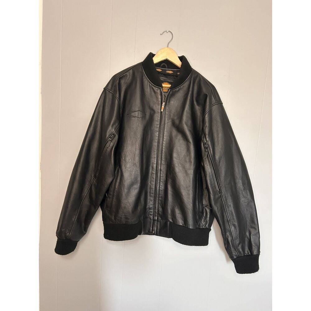 POWER TRIP GENUINE LEATHER MOTORCYCLE JACKET SIZE XL VTG Reflector